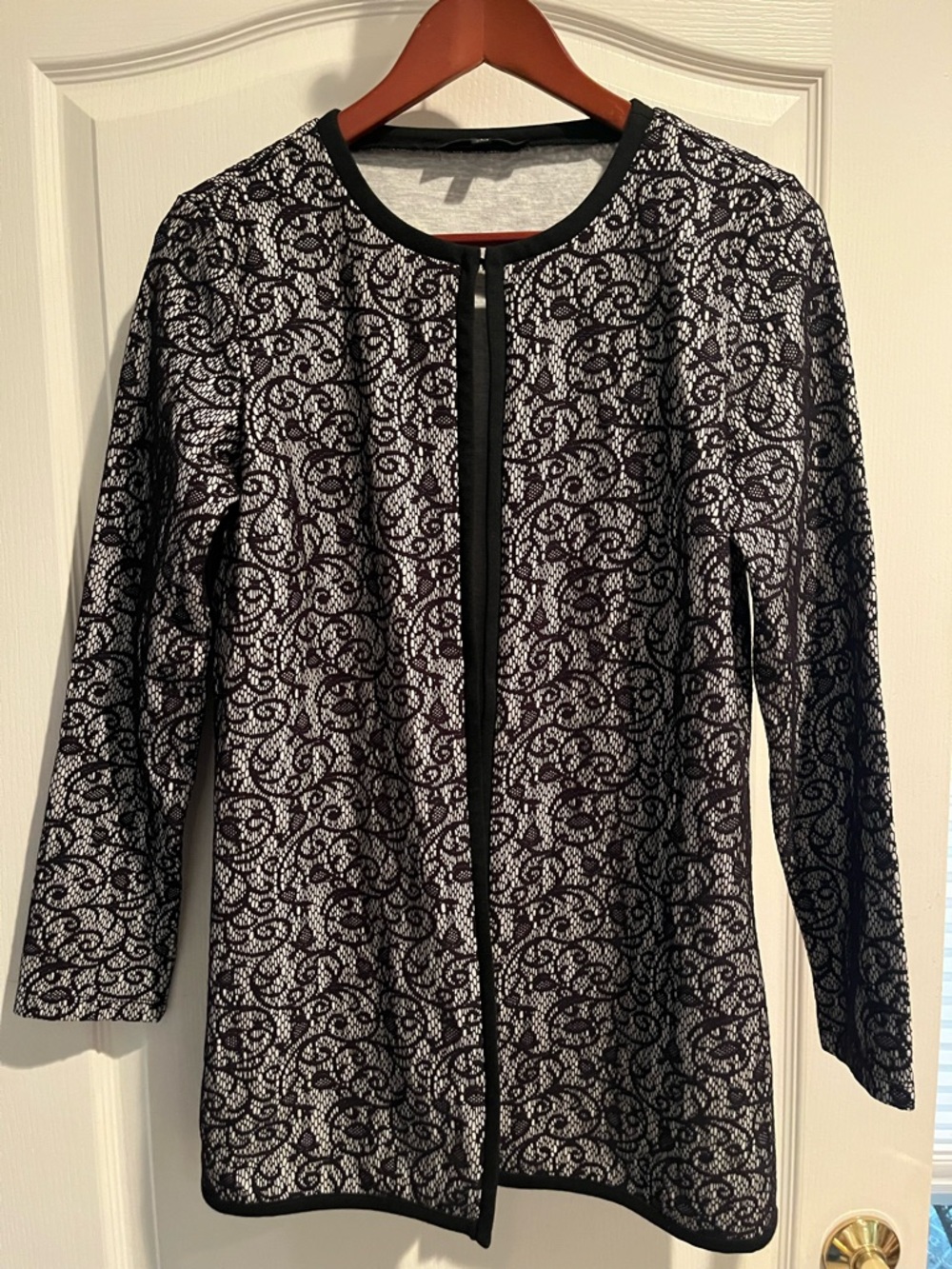 Preston & York Black Trim Gray jacket with eyelet closure with Lace Detail